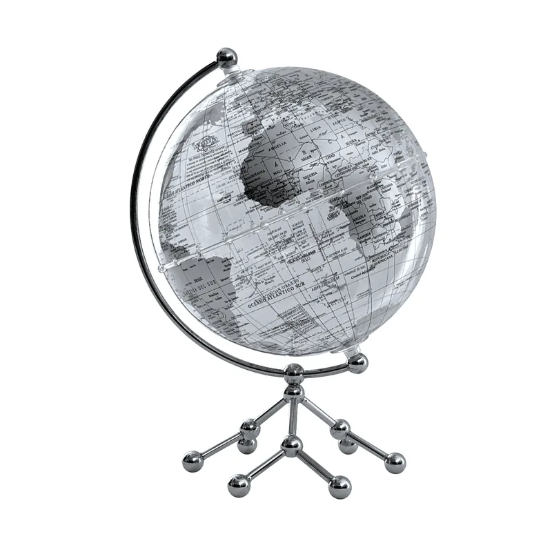 Globo terráqueo Tokio 20 cm cristal y plata