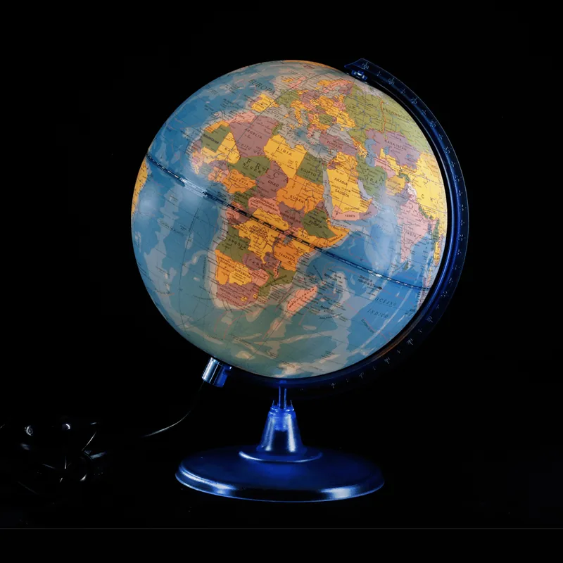 Globo terráqueo 25 cm político con luz base de plástico