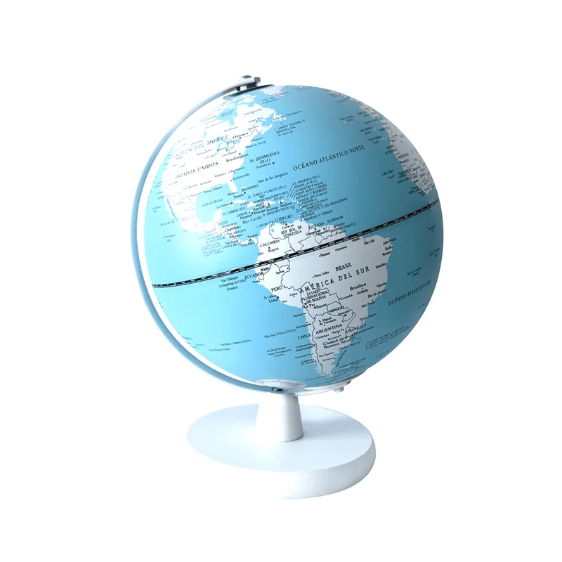 Globo terráqueo Zeus 20 cm base blanca con luz LED