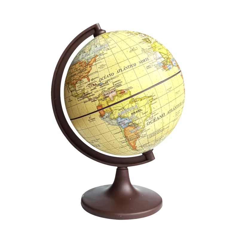 Globo terráqueo 10 cm antiguo base marrón