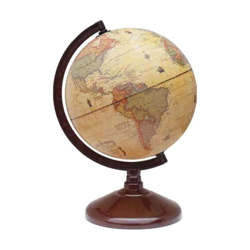Globo terráqueo 14 cm antiguo base marrón