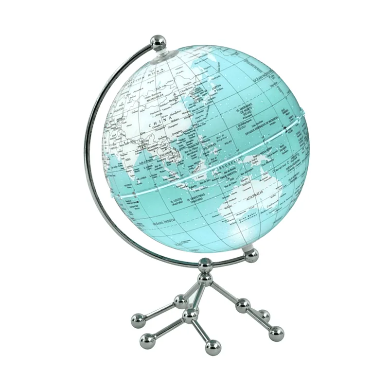 Globo terráqueo Shanghai 20 cm celeste y blanco con luz LED