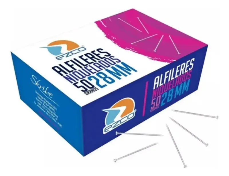 Alfileres Niquelados 28 mm Acero Inoxidable Ezco 50 g