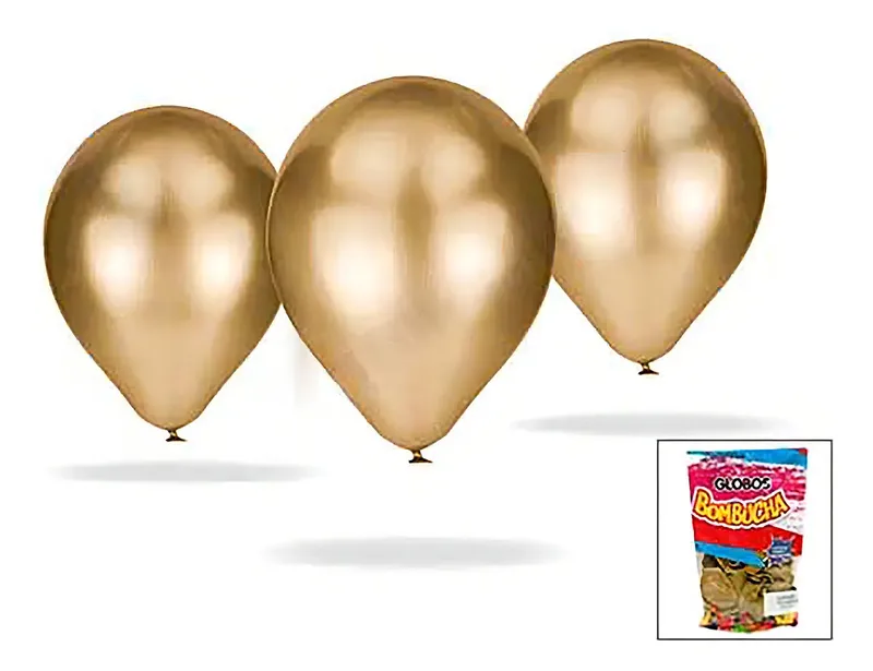 Globo Bombucha Perlado 9 Dorado x 25