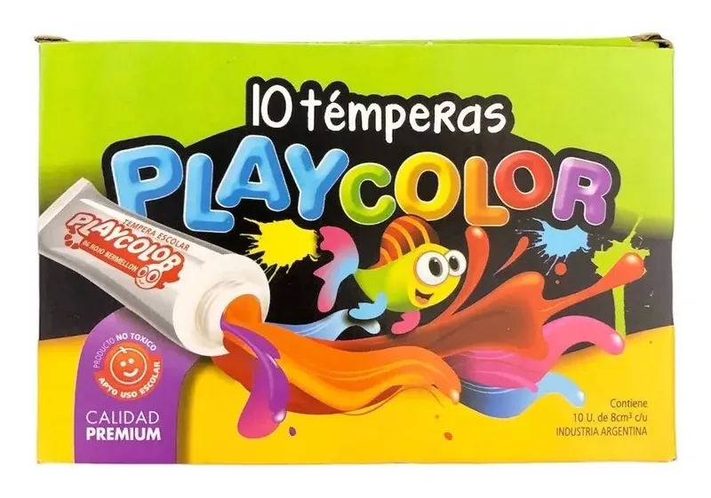 10 Témperas Escolares PlayColor Colores Vibrantes 8 ml