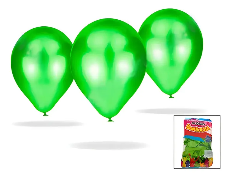 Globo Bombucha Perlado 9 Verde Manzana x 25