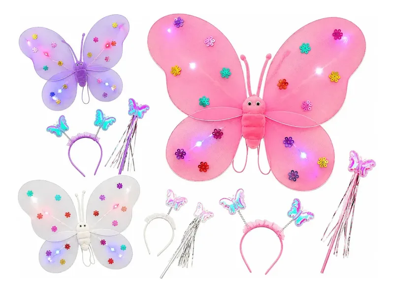 Set Mariposa (Alas, Vincha y Varita) con Luz